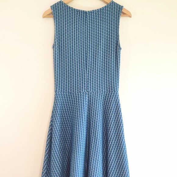 Lesley Evers Fit & Flare Sleeveless Dress Blue Knit Boho Mod Chic Retro Size 0 - Picture 5 of 9